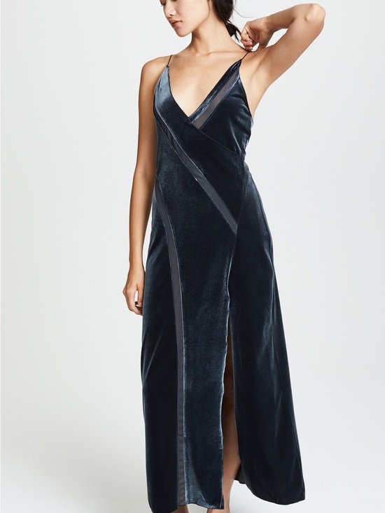 Free People Dresses & Skirts - Free People Green Velour Maxi Dress